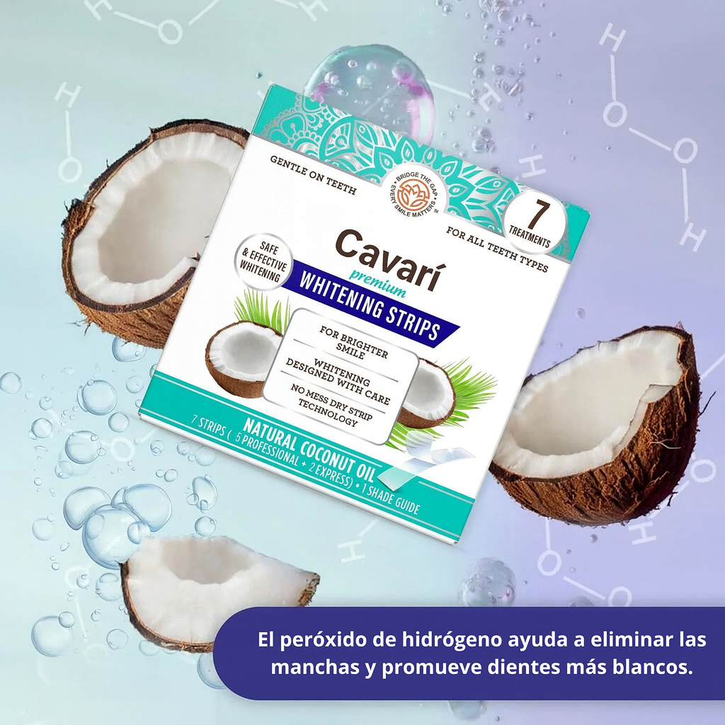 Cavari™ Tiras Blanqueadoras con Aceite de Coco Natural