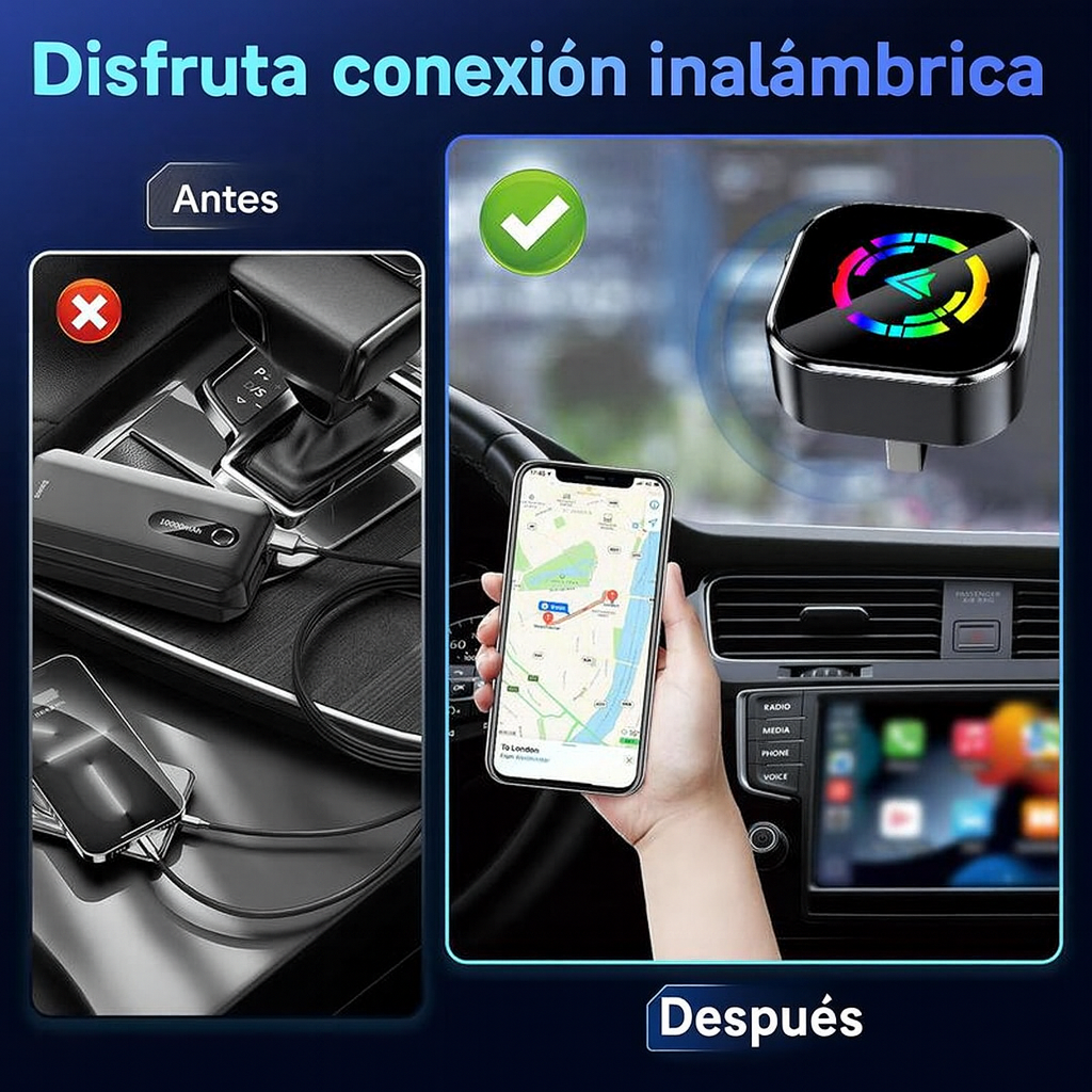 Cavari™ Adaptador CarPlay – De Cable a Inalámbrico