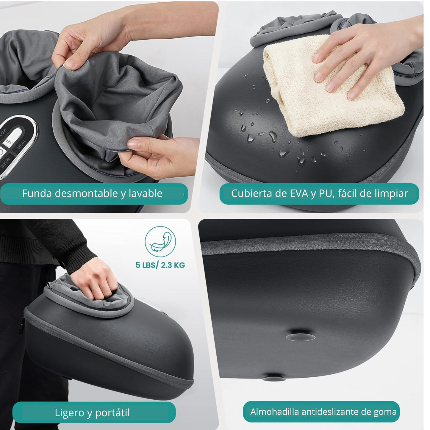 Cavari™ FootEase – Masajeador Shiatsu de Pies con Calor y Compresión de Aire
